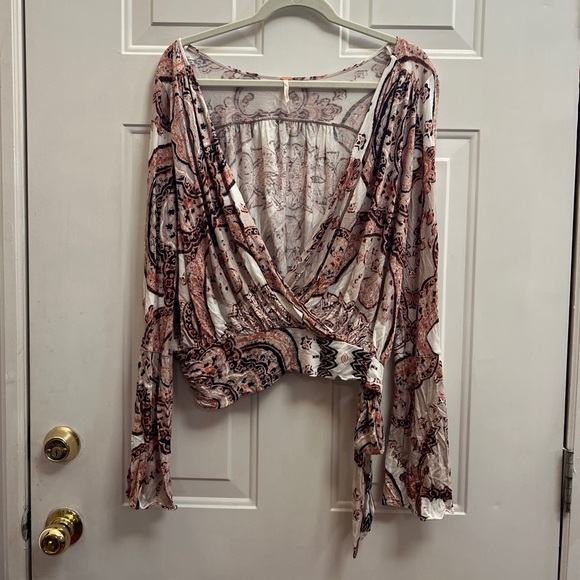 Free People Bell Sleeve Wrap Top, Size M - Picture 1 of 11